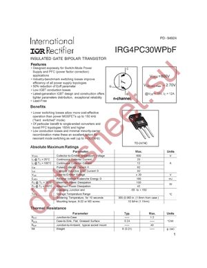 IRG4PC30WPBF datasheet  